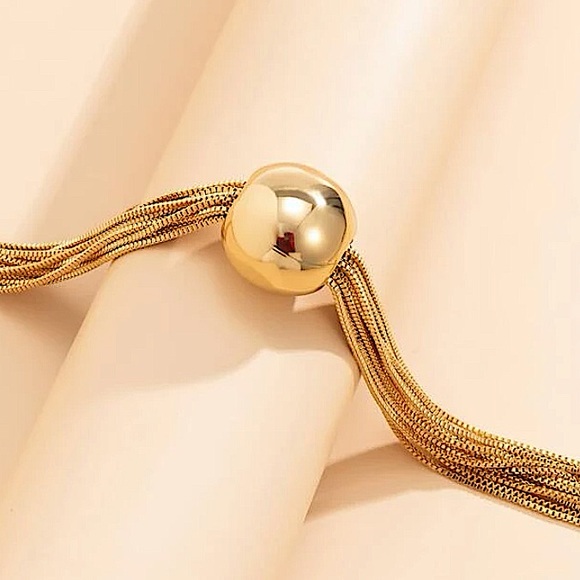 Ball Multilayer Chain Link Gold Plated Choker - Picture 7 of 8